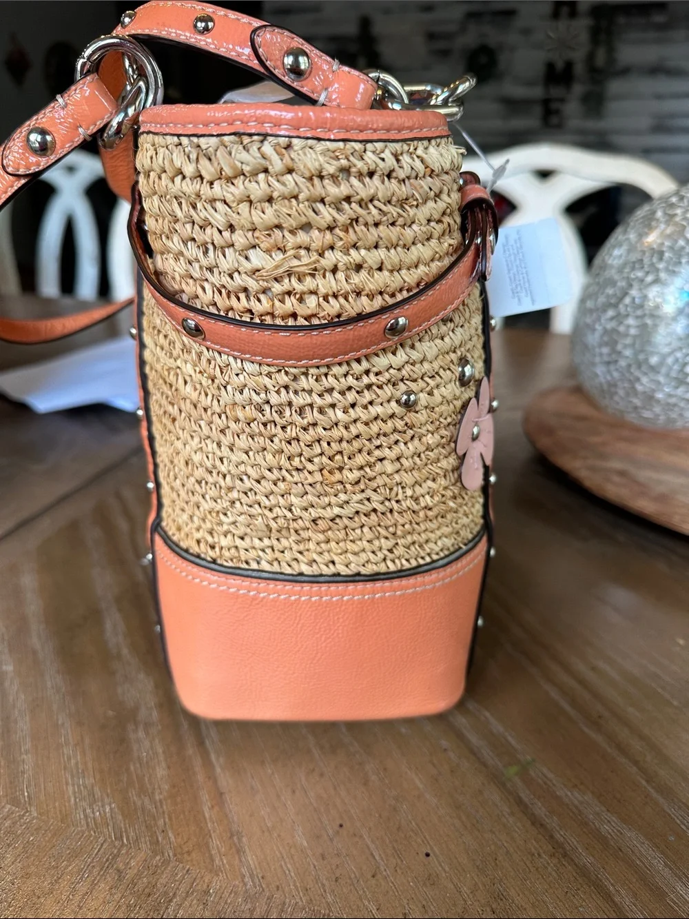 Coach Floral Embellished Straw Natalie Tote NWT - Picture 15 of 16